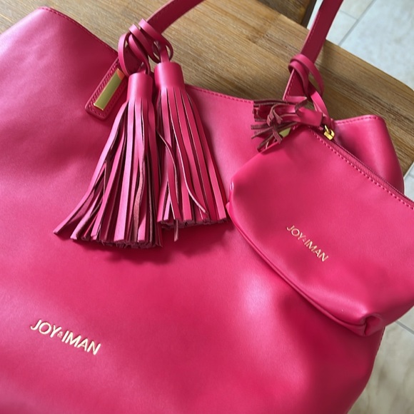 JOY & IMAN Tassel Chic Leather Handbag with Popout Insert - Picture 5 of 7